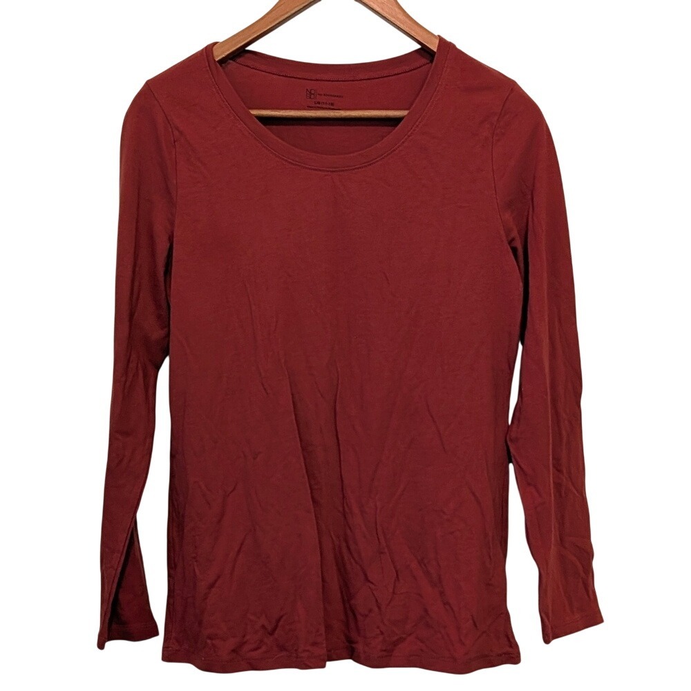 NO BOUNDARIES Womens Long Sleeve Crew Neck Basic Tee Red Size L G 11 13